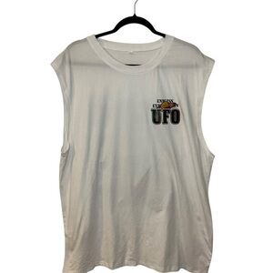 White Sleeveless UFO Graphic Tee
